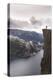 Preikestolen, Forsand, Ryfylke, Norway: A Single Man On The Pulpitrock Above Lysefjorden-Axel Brunst-Premier Image Canvas