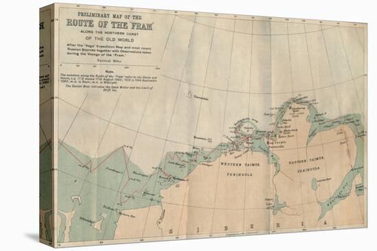 'Preliminary Map of the Route of the Fram along Northern Coast of Old World', c1893-1896, (1897)-Unknown-Premier Image Canvas