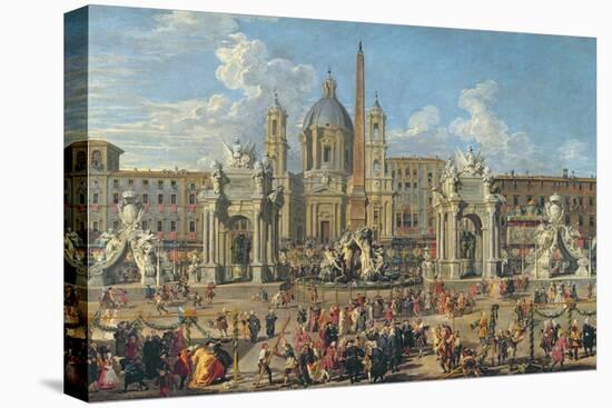 Preparation for Firework Display at Piazza Navona, Rome, to Celebrate the Birth of Dauphin, 1729-Giovanni Paolo Pannini-Premier Image Canvas