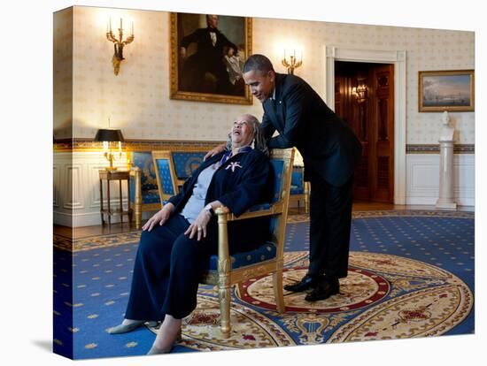 Pres Barack Obama Talks with Presidental Medal of Freedom Recipient Toni Morrison, May 29, 2012-null-Stretched Canvas