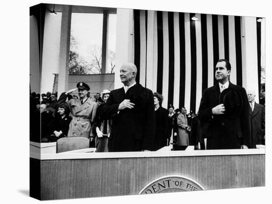 Pres. Dwight D. Eisenhower and Vice Pres. Richard M. Nixon, Watching the Inauguration Parade-Ed Clark-Premier Image Canvas