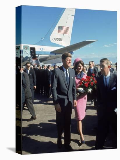 Pres. John F Kennedy and Wife Jackie at Love Field During Campaign Tour on Day of Assassination-Art Rickerby-Premier Image Canvas