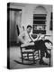 Pres. John F. Kennedy Sitting in Rocking Chair-null-Premier Image Canvas