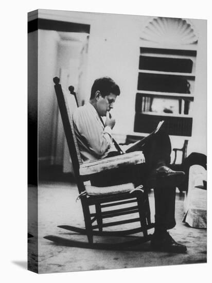 Pres. John F. Kennedy Sitting in Rocking Chair-null-Premier Image Canvas