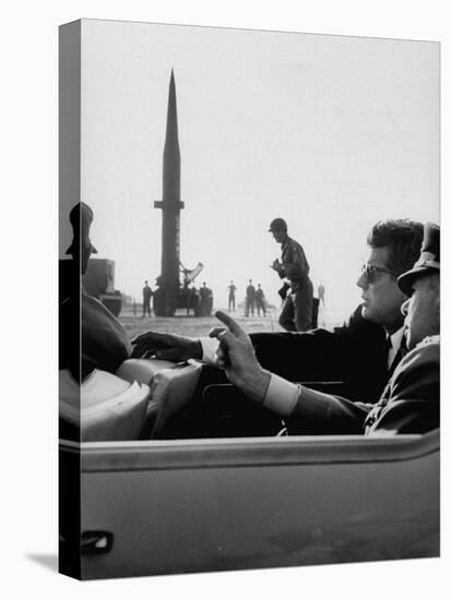 Pres. John F. Kennedy W. Gen. Paul Adams, During Tour of a Pershing Missile at Fort Bragg-null-Premier Image Canvas