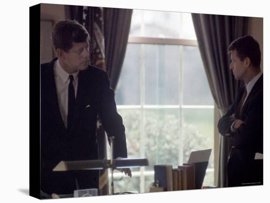 Pres. John F. Kennedy with Brother Robert F. Kennedy at the White House During the Steel Crisis-Art Rickerby-Premier Image Canvas