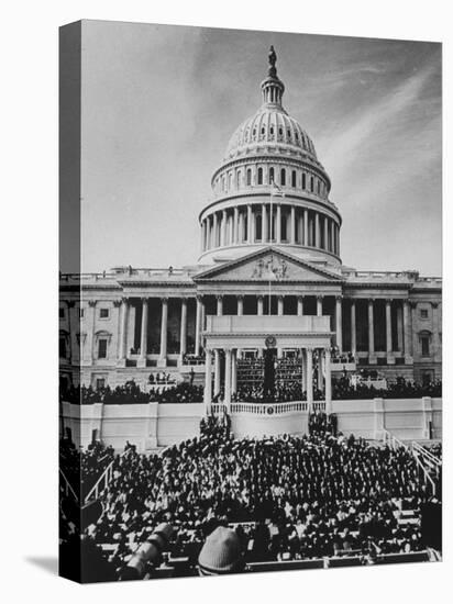 Pres. Lyndon B. Johnson Taking Oath of Office During Inauguration Ceremonies-John Dominis-Premier Image Canvas