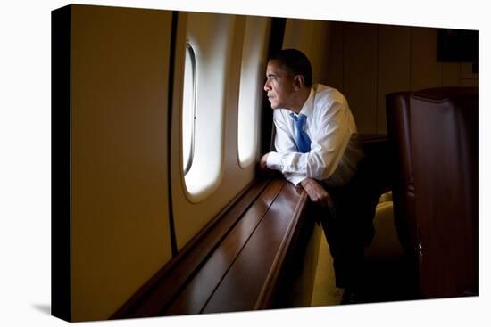 President Barack Obama Looks Out at the Australian Landscape from Air Force One, Nov. 17, 2011-null-Stretched Canvas