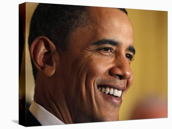 President Barack Obama Speaking at a St. Patrick's Day Reception in East Room of White House-null-Premier Image Canvas