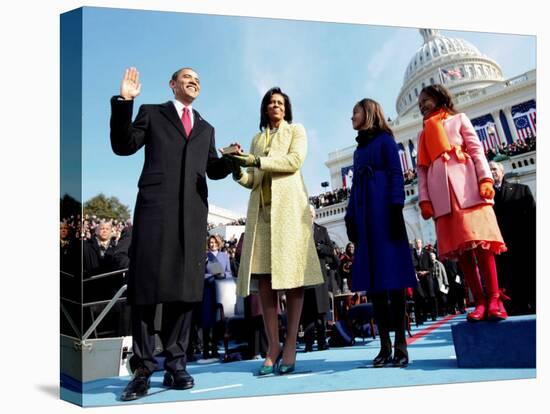President Barack Obama Takes the Oath of Office with Wife Michelle and Daughters, Sasha and Malia-null-Premier Image Canvas