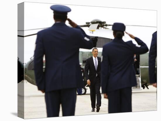 President Barack Obama Walks Towards Air Force One at Andrews Air Force Base-null-Premier Image Canvas