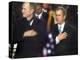 President Bush and His Father, Former President Bush, Put Their Hand Over Their Hearts-null-Premier Image Canvas