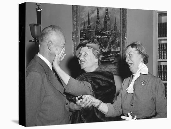 President Eisenhower with Helen Keller and Her Aide Polly Thompson-null-Stretched Canvas