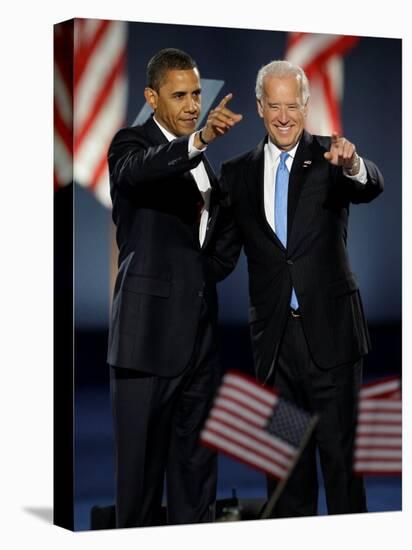 President-Elect Barack Obama and VP Joe Biden after Acceptance Speech, Nov 4, 2008-null-Premier Image Canvas