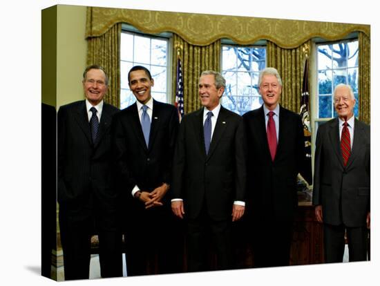 President-elect Barack Obama with All Living Presidents Smiling, January 7, 2009-null-Premier Image Canvas