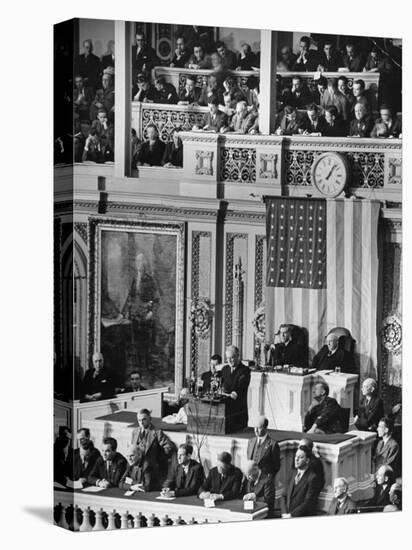 President Franklin D. Roosevelt at State of the Union Address, What It Would Take to Win the War-Thomas D^ Mcavoy-Premier Image Canvas