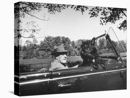 President Franklin D. Roosevelt Driving in His Convertible with His Dog Fala Through Hyde Park-null-Premier Image Canvas