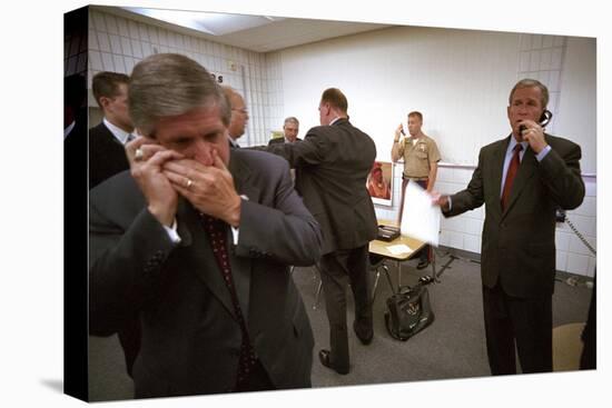 President George W. Bush and Senior Staff on Phones after Learning of the 9-11 Terrorist Attacks-null-Stretched Canvas