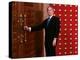 President George W. Bush as He Tries to Open a Locked Door Leaving a Press Conference in Beijing-null-Premier Image Canvas