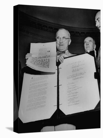 President Harry S. Truman Receiving the Surrender Documents from the Japanese-null-Premier Image Canvas