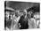 President Harry S. Truman Standing Near a Plane Flanked by Stewardesses-null-Premier Image Canvas