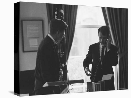 President John F Kennedy and Brother, Attorney General Robert F. Kennedy During the Steel Crisis-Art Rickerby-Premier Image Canvas