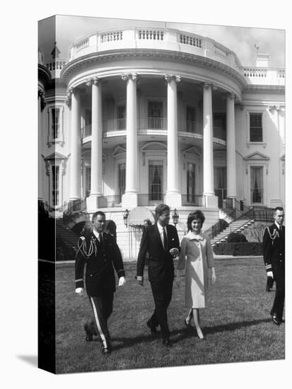 President John F. Kennedy and the First Lady in Front of White House-Stocktrek Images-Premier Image Canvas