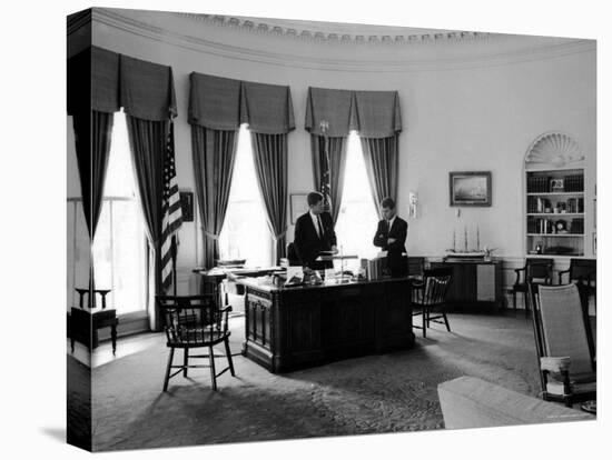 President John F. Kennedy in Oval Office with Brother, Attorney General Robert F. Kennedy-Art Rickerby-Premier Image Canvas