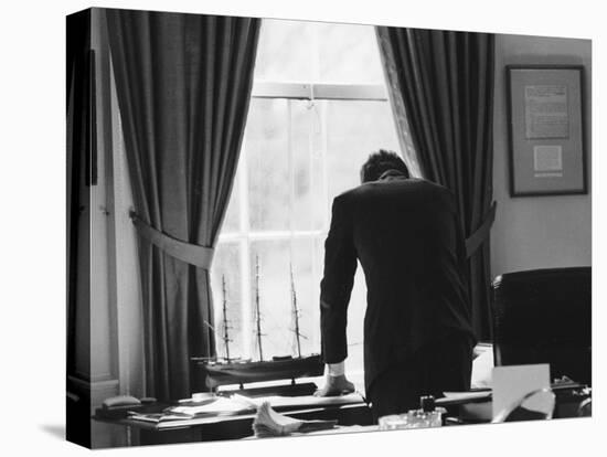 President John F. Kennedy in the Oval Office During the Steel Crisis-null-Premier Image Canvas