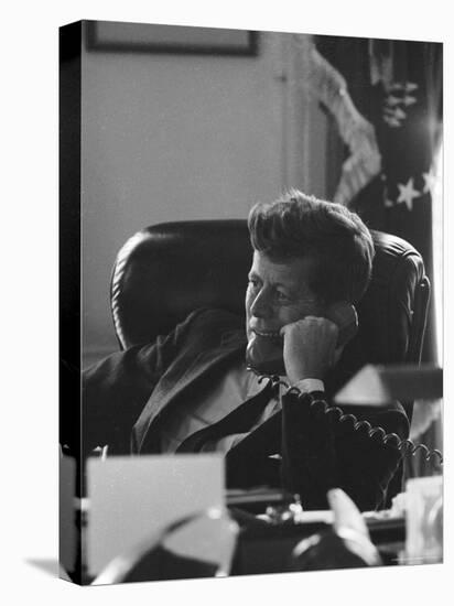 President John F. Kennedy on the Telephone in the Oval Office During the Steel Crisis-Art Rickerby-Premier Image Canvas