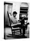 President John F. Kennedy Sitting Alone, Thoughtfully, in His Rocking Chair in the Oval Office-Paul Schutzer-Premier Image Canvas