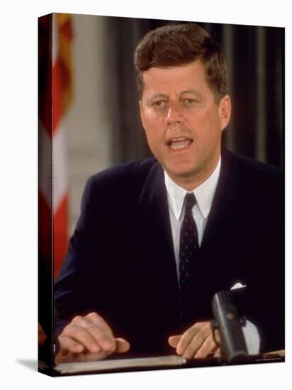 President John F. Kennedy Speaking on Defense of with Berlin During National Radio and TV Address-Ed Clark-Premier Image Canvas