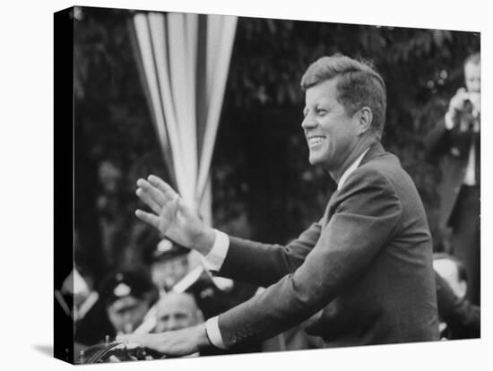 President John F. Kennedy, Waving at Crowd During Speech-John Dominis-Premier Image Canvas