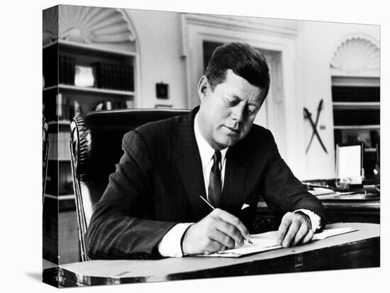 President John F. Kennedy Working at His Desk in the Oval Office of the White House-Alfred Eisenstaedt-Premier Image Canvas