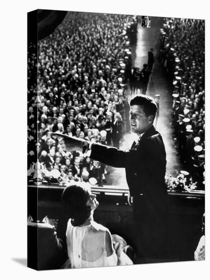 President John Kennedy Next to His Wife Jacqueline Overlooking Crowd Attending His Inaugural Ball-Paul Schutzer-Premier Image Canvas
