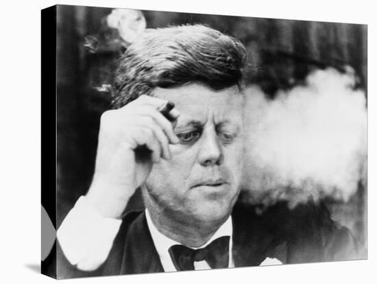President John Kennedy, Smoking a Cigar at a Democratic Fundraiser, Oct. 19, 1963-null-Stretched Canvas