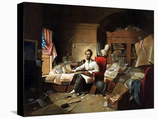 President Lincoln Writing the Proclamation of Freedom-null-Premier Image Canvas