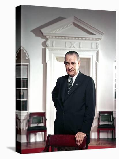 President Lyndon Johnson. Official Portrait Taken by Arnold Newman in the Oval Office, Ca. 1964-68-null-Stretched Canvas
