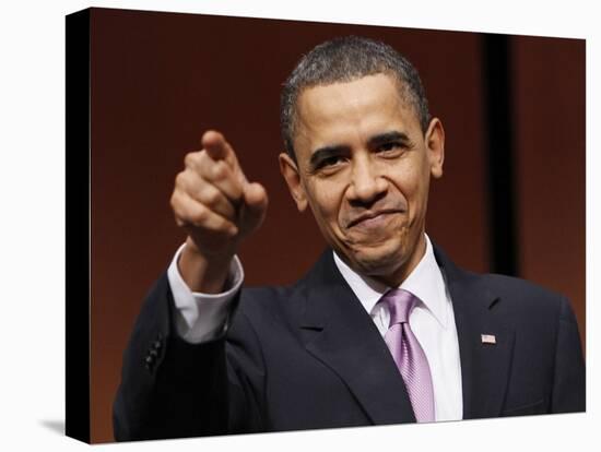 President Obama Points to Crowd before Signing Health Care and Education Reconciliation Act of 2010-null-Premier Image Canvas