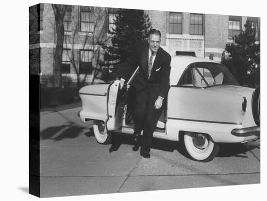President of American Motors George W. Romney Getting Out of His Car-Grey Villet-Premier Image Canvas