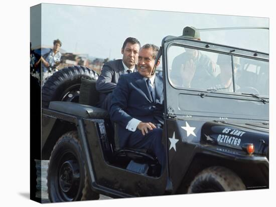 President Richard M. Nixon Travelling in Us Army Jeep During Visit to Vietnam-Arthur Schatz-Premier Image Canvas