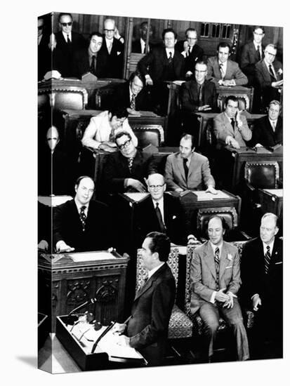 President Richard Nixon Addressing a Joint Session of the Canadian Parliament-null-Stretched Canvas
