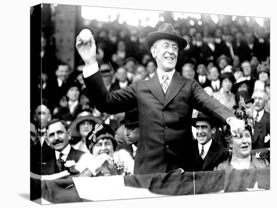 President Woodrow Wilson Throwing Out the First Ball, Opening Day, 1916-null-Stretched Canvas