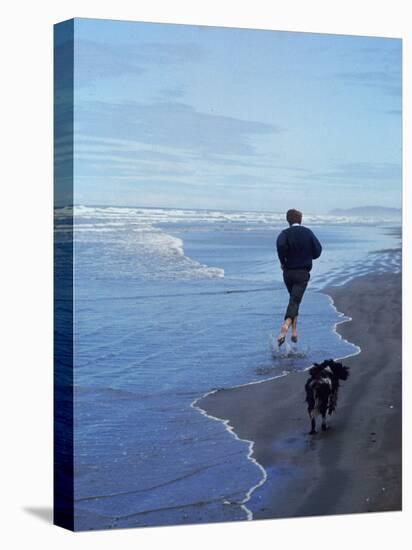 Presidential Candidate Bobby Kennedy and His Dog, Freckles, Running on an Oregon Beach-Bill Eppridge-Premier Image Canvas