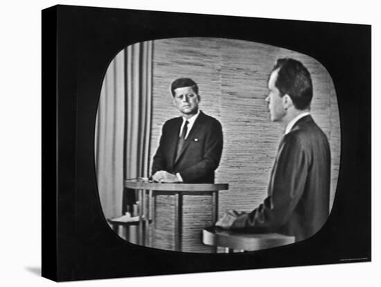 Presidential Candidate Richard M. Nixon Speaking During a Televised Debate-Paul Schutzer-Premier Image Canvas