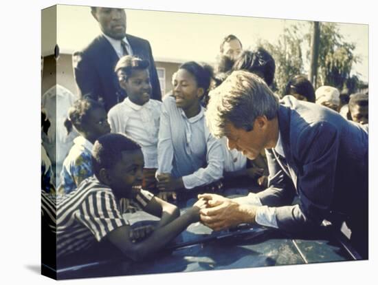Presidential Contender Bobby Kennedy Stops During Campaigning to Shake Hands African American Boy-Bill Eppridge-Premier Image Canvas