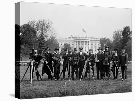 Press Correspondents and Photographers on White House Lawn-null-Premier Image Canvas