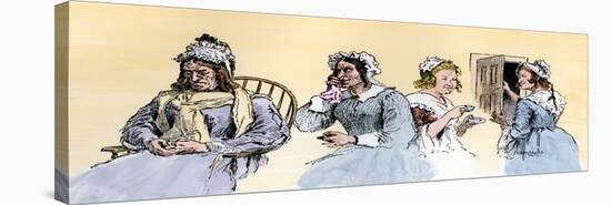 Primary School Teachers in American Colonies, New England, Canada. Illustration 19Th Century. Engra-null-Premier Image Canvas