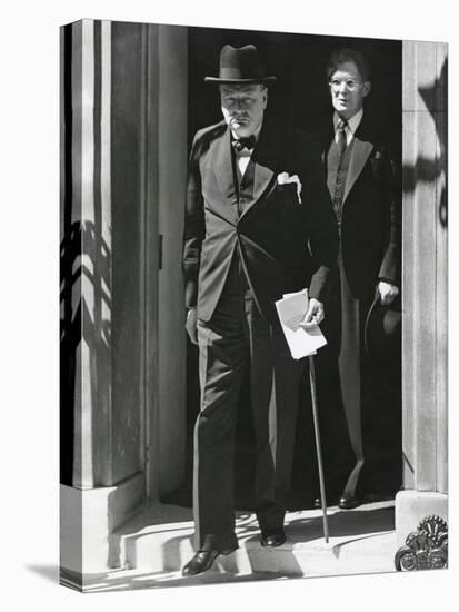 Prime Minister Winston Churchill Leaving 10 Downing Street to Speak to Parliament on June 18, 1940-null-Stretched Canvas
