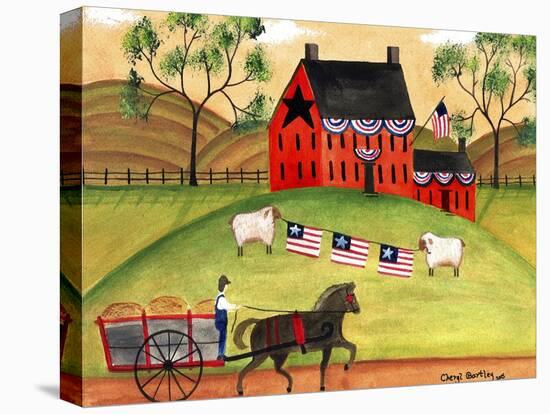 Primitive Americana Sheep with Horse and Wagon Cheryl Bartley-Cheryl Bartley-Premier Image Canvas